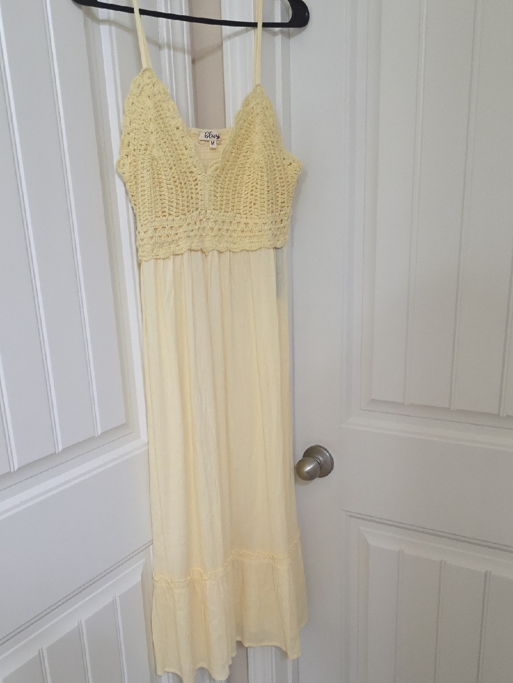 Roxy Pale Yellow Crochet-Bodice Maxi Dress
